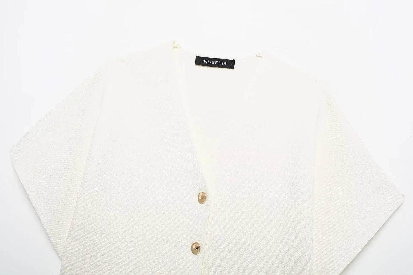 Jadoutin Women’s Casual White Knitted Vest - V-Neck, Button Closure - Buy Center