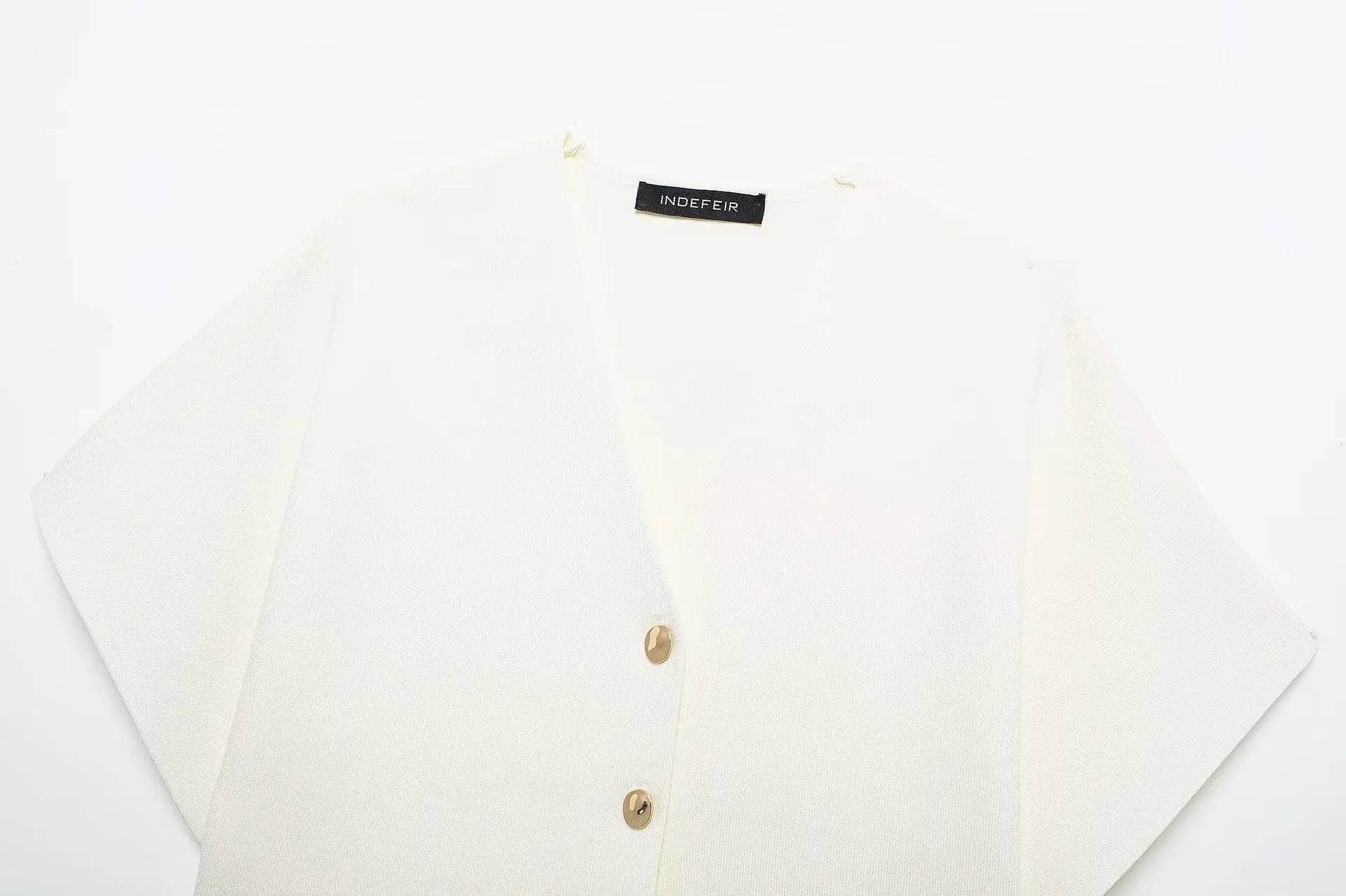 Jadoutin Women’s Casual White Knitted Vest - V-Neck, Button Closure - Buy Center