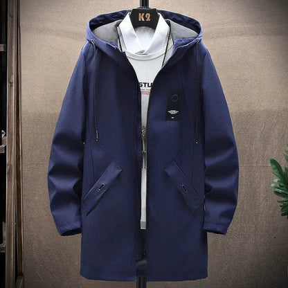 2023 Men's Casual Hooded Jacket - Solid Color, Medium-Length Zip-Up - Buy Center