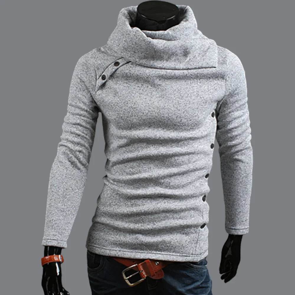 Autumn Winter Men Turtleneck Long Sleeve Sweater Korean Trend Solid Color Basic Shirt Knitted Button Design Pullover Man Clothes - Buy Center