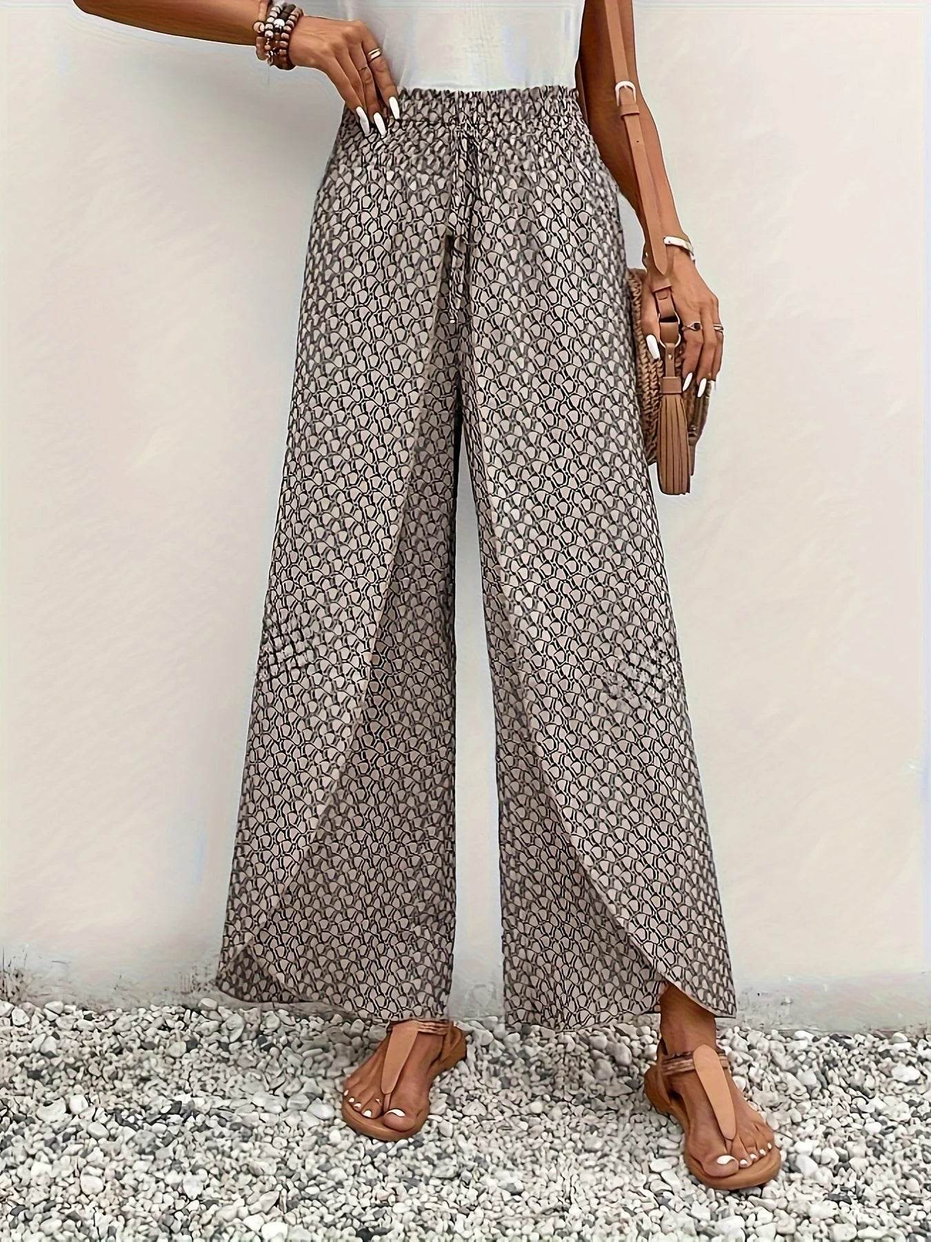 Elegant Wide Leg Pants for Women - Casual Beach Trousers - Buy Center