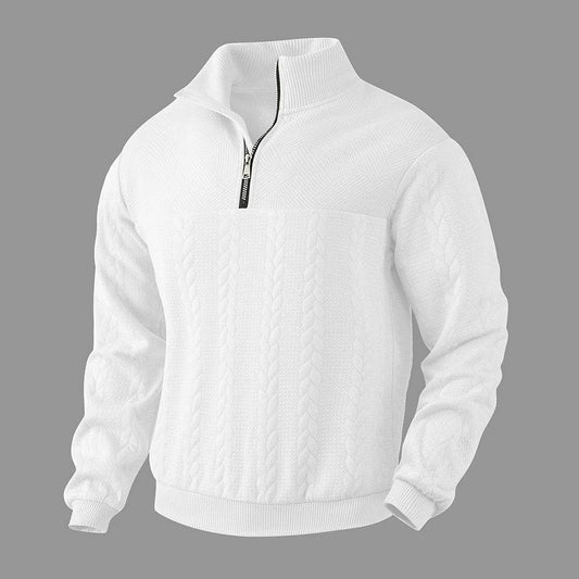 Men's Casual Knitted Stand Collar Sweater - Zippered Hoodie Style - Buy Center