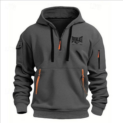 Stylish Men's Printed Hoodie - Multi-Zipper Design for Casual Comfort - Buy Center