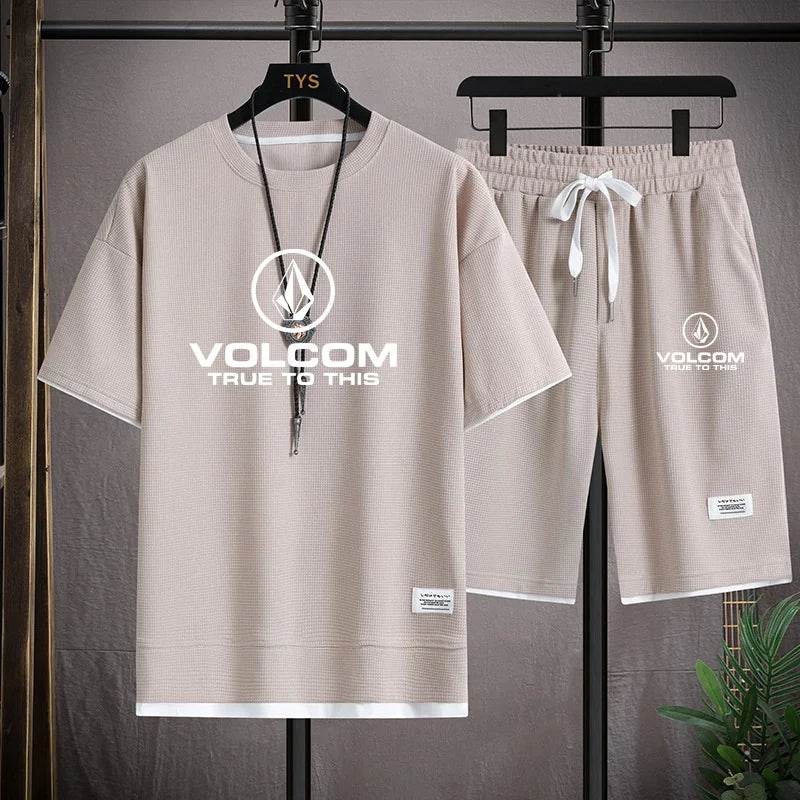 VOLCOM Men's Summer Tracksuit - Casual Print T-Shirt & Shorts Set - Buy Center