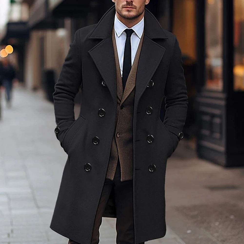 Men's Double Breasted Winter Trench Coat - Warm Business Overcoat - Buy Center