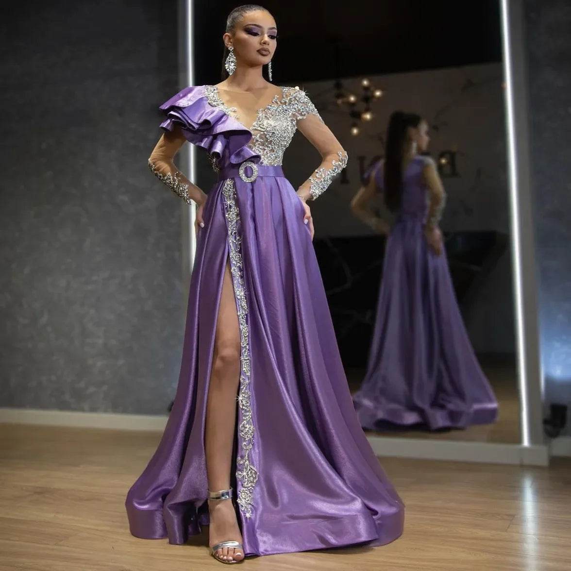 2024 Spring Sequin Purple Glitter Dress - Women's Evening Wear - Buy Center