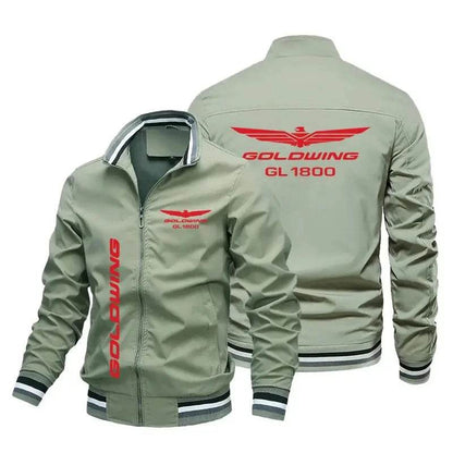 Men's Autumn/Winter Driver Jacket - Golden Wings & Printed Logo Style - Buy Center