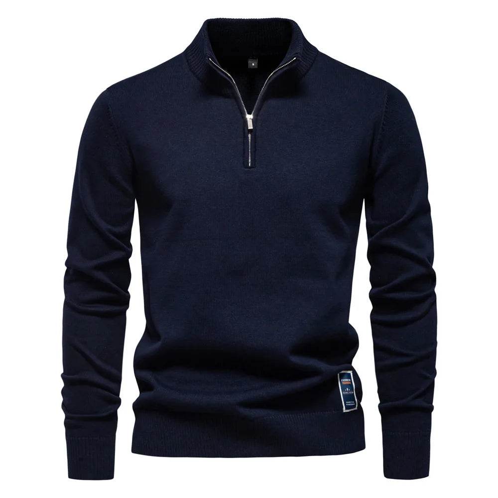 ZHANLINWU Men's Casual Pullover - Warm Half-Zip Solid Color Sweater - Buy Center