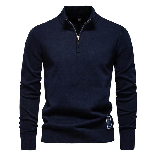 ZHANLINWU Men's Casual Pullover - Warm Half-Zip Solid Color Sweater - Buy Center