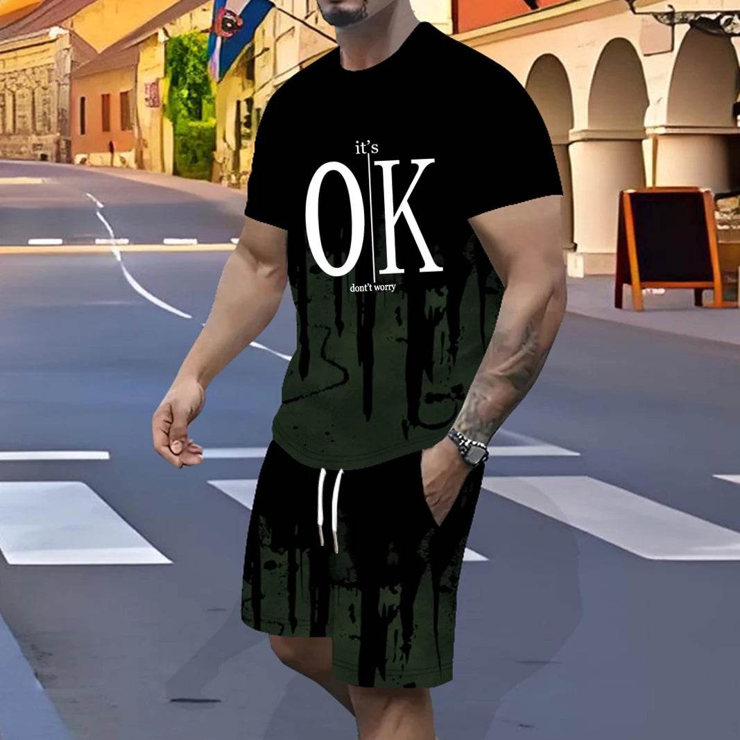 Men's Fast-Drying Sports Suit - 3D Gradual Change Polyester Design - Buy Center