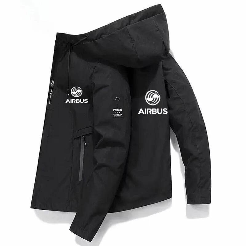 AIRBUS AVIATION Men's Hooded Jacket - Lightweight Spring & Summer Windbreaker - Buy Center