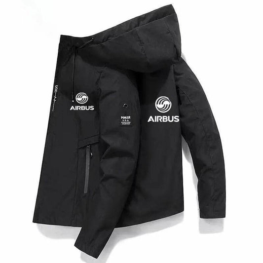 AIRBUS AVIATION Men's Hooded Jacket - Lightweight Spring & Summer Windbreaker - Buy Center
