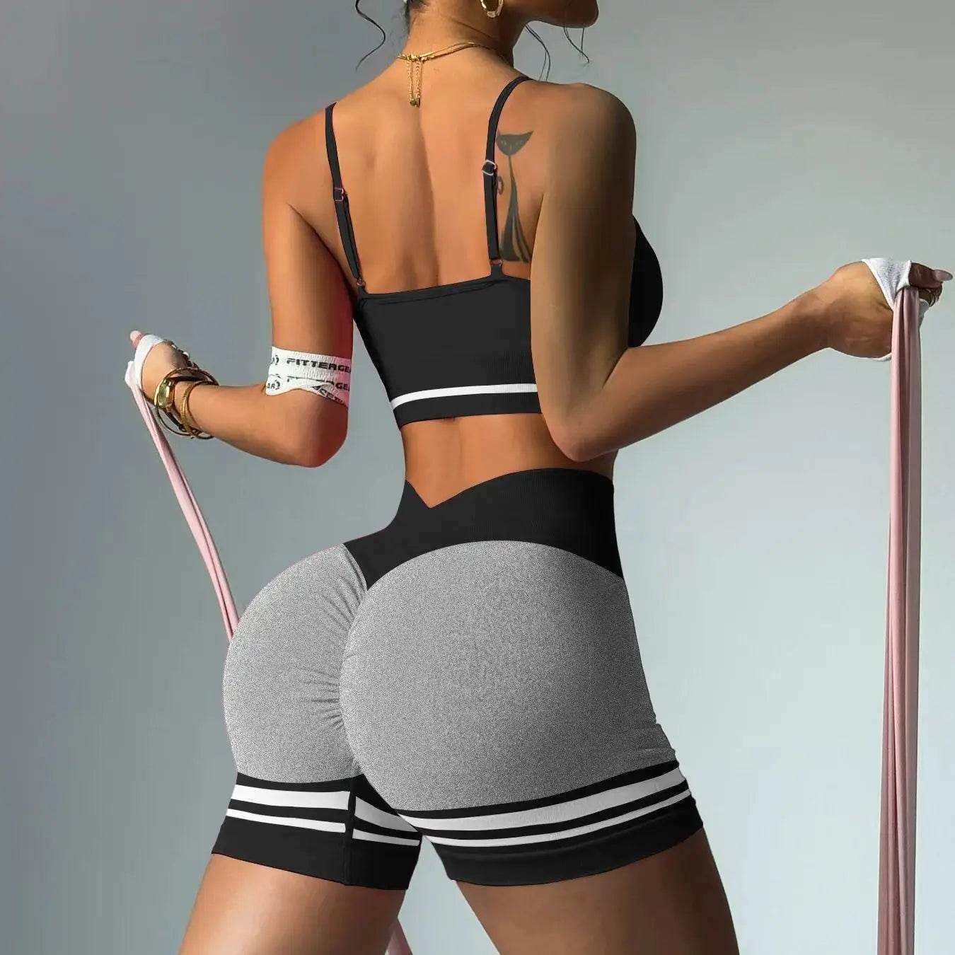 Women’s Outdoor Sports Set - V Back Bra and Shorts for Yoga - Buy Center