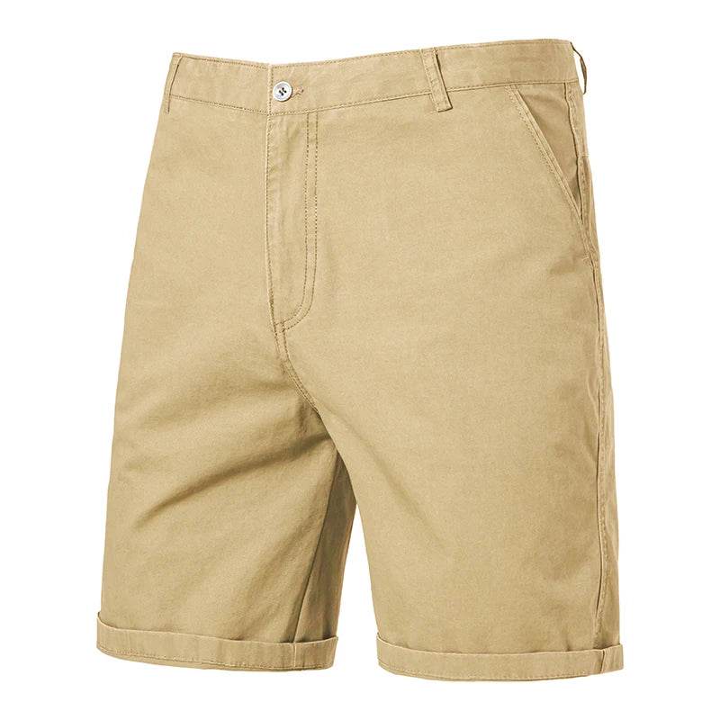 GQXAON Men's Solid Color Cotton Knee Shorts - Casual Bermuda Style - Buy Center