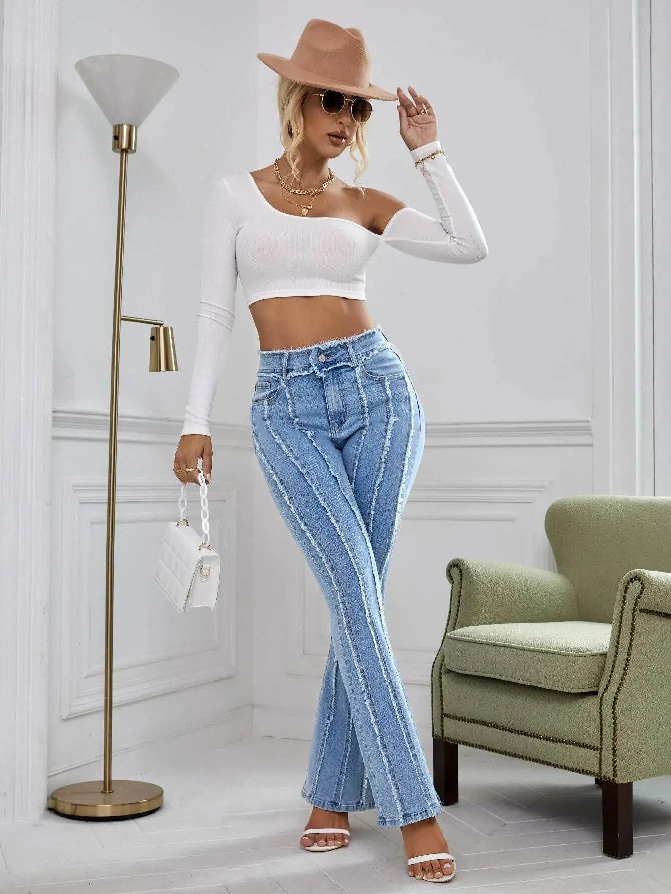 Yicalish High Waist Flare Jeans for Women - Vintage Aesthetic Denim - Buy Center