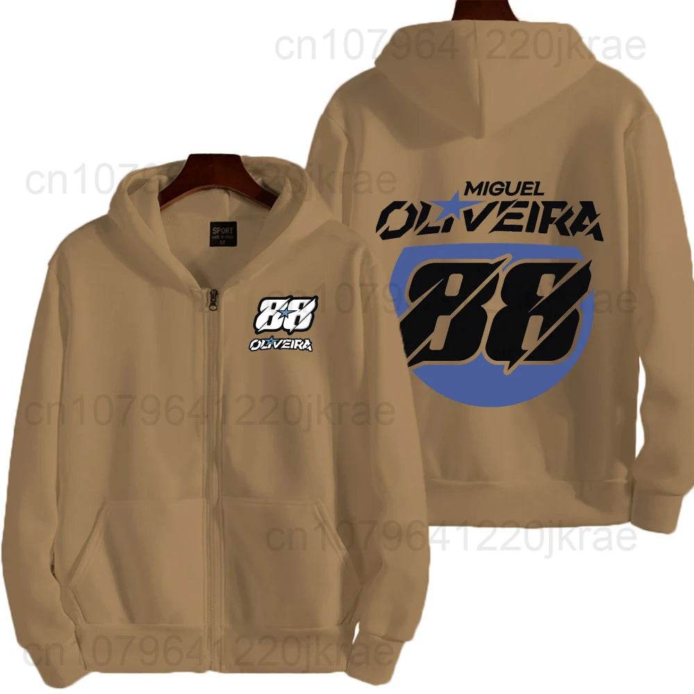 Miguel Oliveira 88 Logo Men's Zip Up Hoodie - Casual Spring Autumn Wear - Buy Center