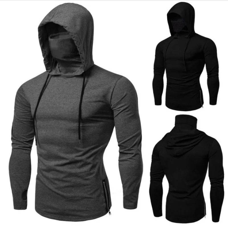 Men's Thin Hoodie with Mask - Short Sleeve Casual Cycling Top - Buy Center