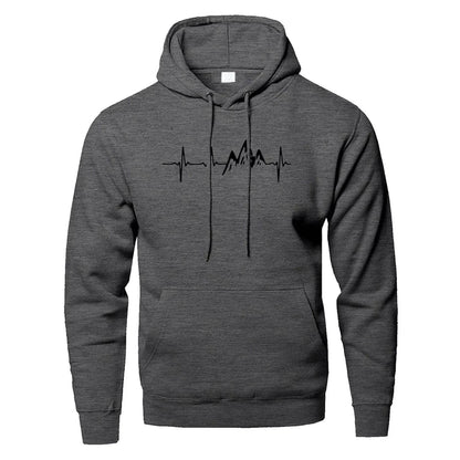 Mountain Heartbeat Hoodies - Casual Long Sleeve Sweatshirt for Teens - Buy Center