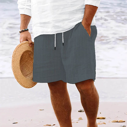 2025 Men's Striped Beach Shorts - Cotton Linen Multi-Bag Style Pants - Buy Center
