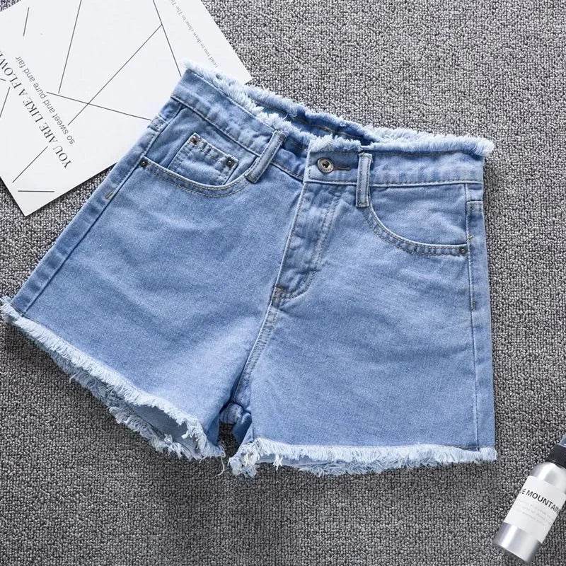 OKXGNZ Women's High Waist Denim Shorts - Casual Distressed Style - Buy Center