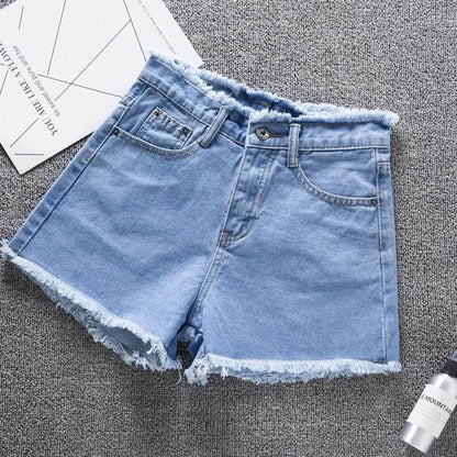 OKXGNZ Women's High Waist Denim Shorts - Casual Distressed Style - Buy Center