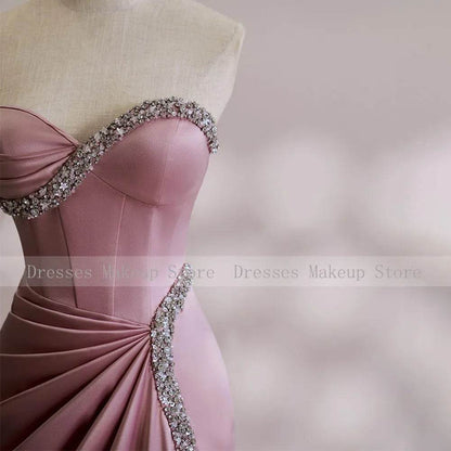 Elegant Pink Mermaid Prom Dress - Crystal Sweetheart Off Shoulder - Buy Center