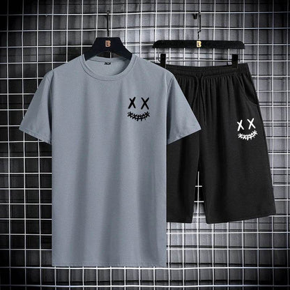 Men's Summer Sports Set - Round Neck T-Shirt & Shorts, Slim Fit - Buy Center