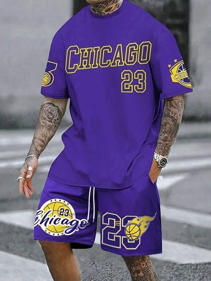 Men's Summer Basketball T-Shirt & Outdoor Sports Suit - Stylish Print - Buy Center