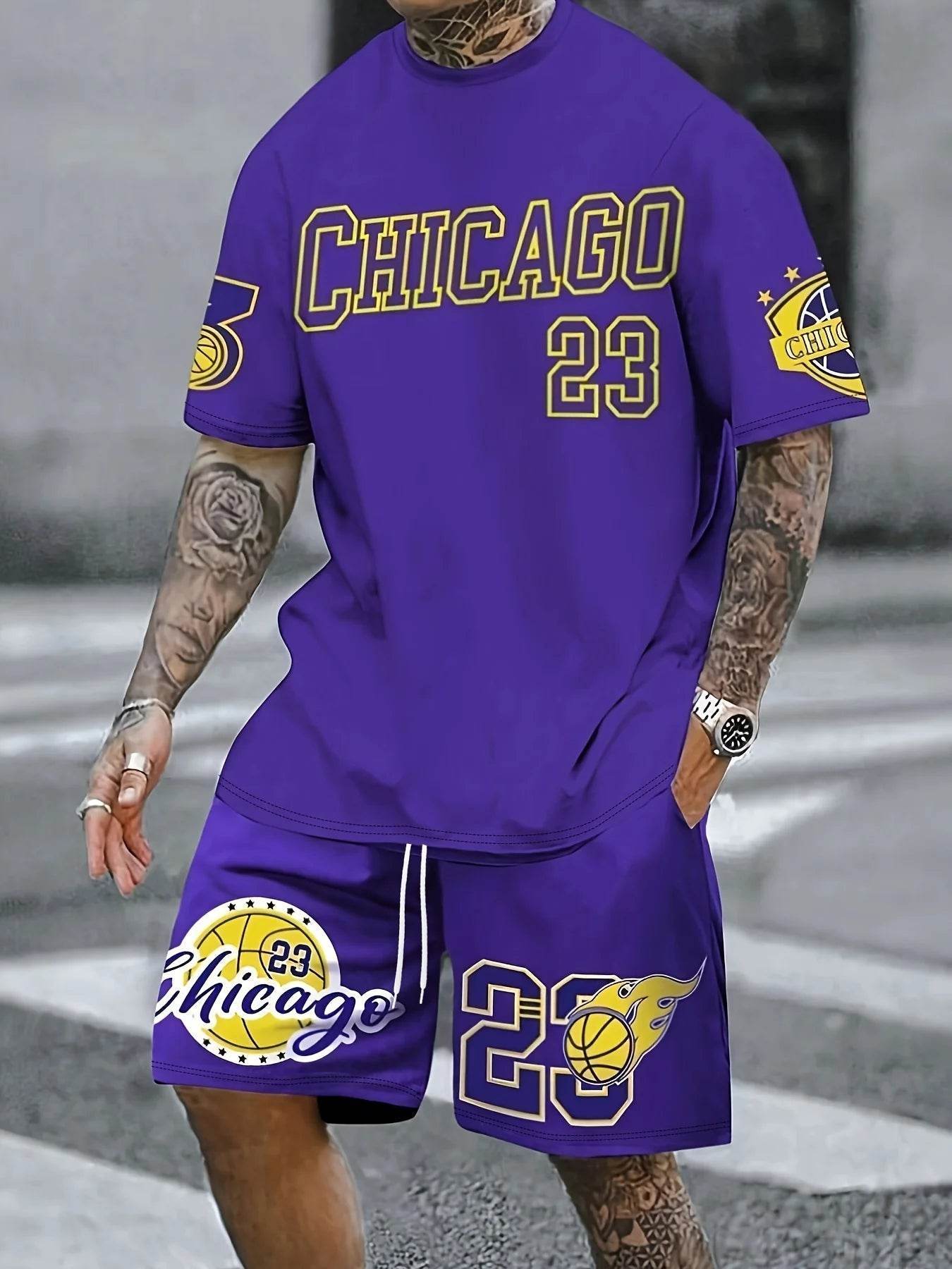 Men's Summer Basketball T-Shirt & Outdoor Sports Suit - Stylish Print - Buy Center