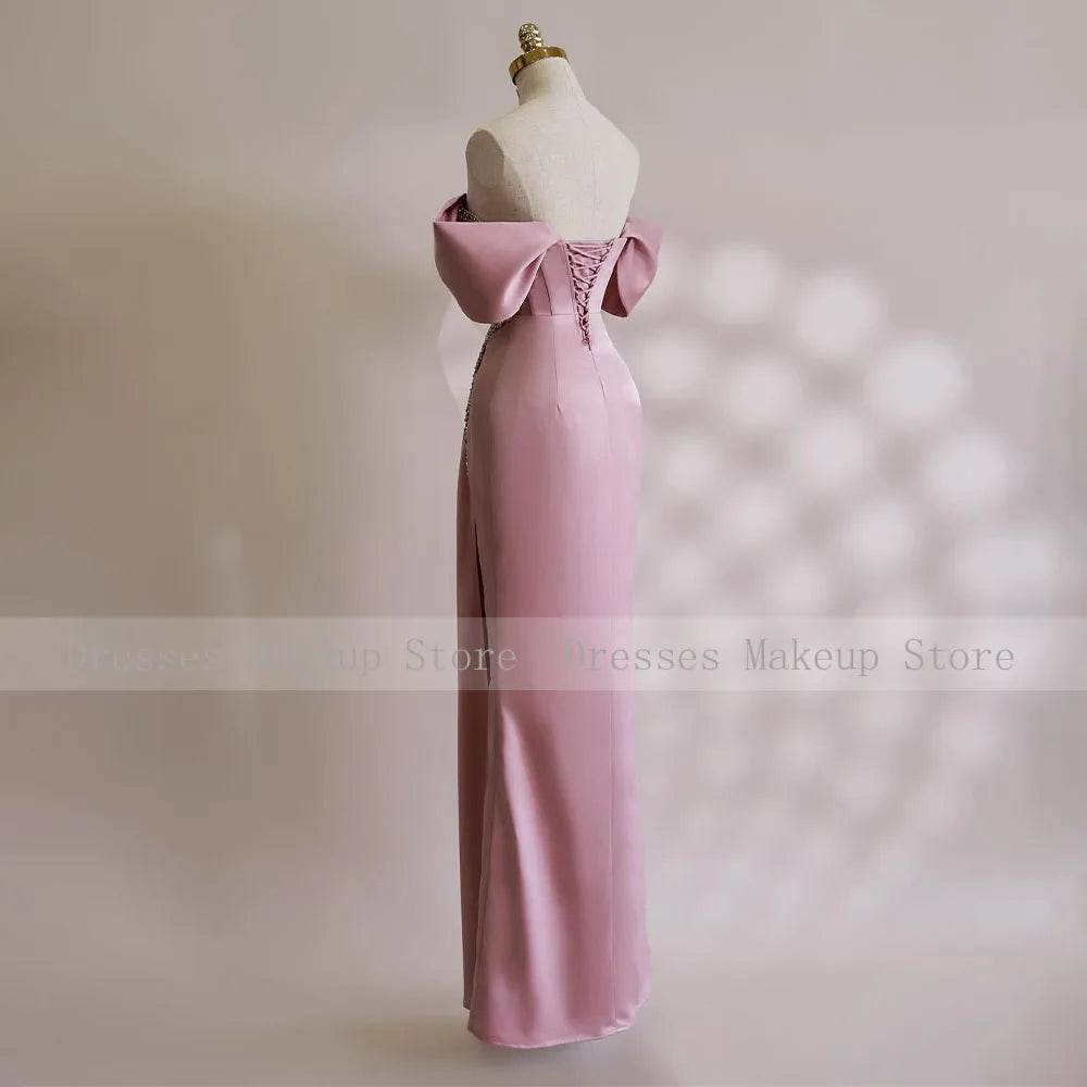 Elegant Pink Mermaid Prom Dress - Crystal Sweetheart Off Shoulder - Buy Center