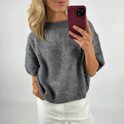 Imcute Women's Short Sleeve Crop Sweater - Casual Vintage Knitwear - Buy Center