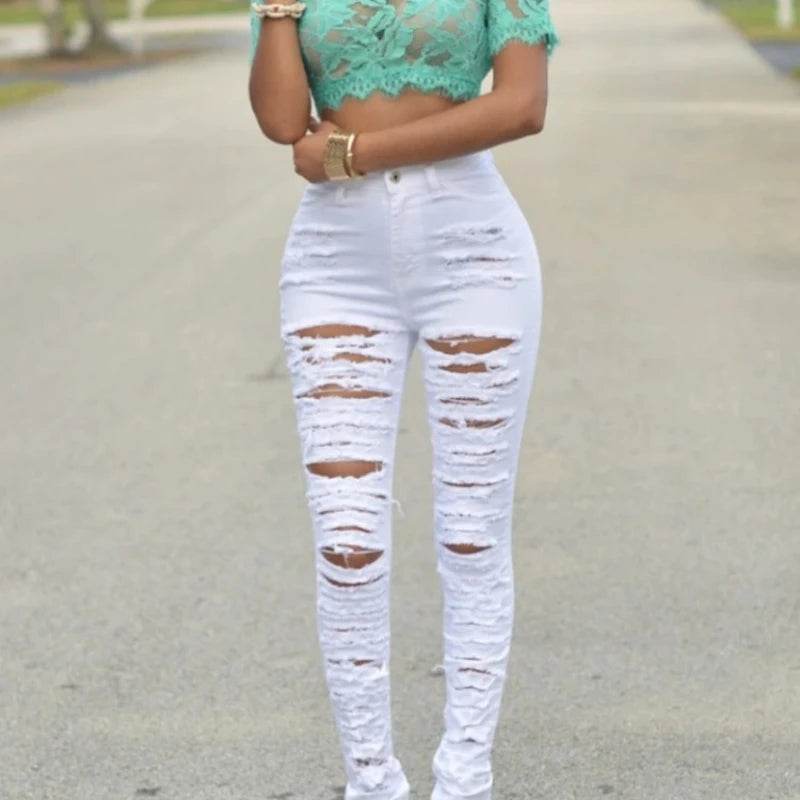 Liva Girl High Waist Ripped Jeans for Women - Skinny Denim Style - Buy Center