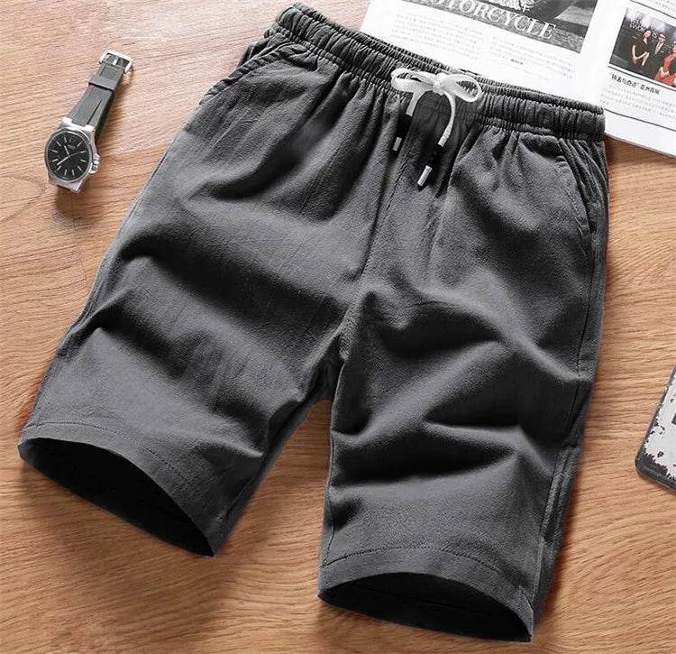 Asyabuykal Men's Slim Fit Knee Length Shorts - Cotton Linen, Breathable Summer Wear - Buy Center