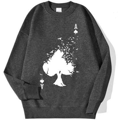 Drifting Spades A Black Pattern Male Sweatshirts Comfortable Creative Pullovers Hip Hop Tops Fleece Casual Streetwear For Mans - Buy Center