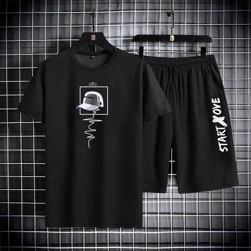 Men's Summer Quick-Drying Casual Tracksuit - Short Sleeve T-Shirt & Shorts - Buy Center