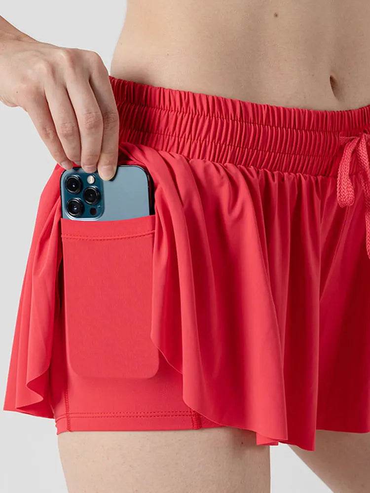 INLUMINE Women's 2-in-1 Flowing Sports Shorts - Butterfly Design - Buy Center