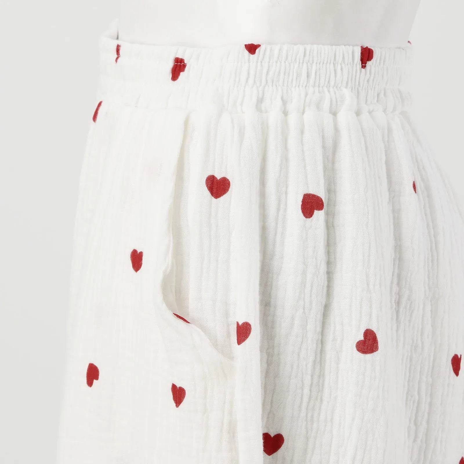 Women's Sweet Love Heart Print Ruffles 2-Piece Lounge Set - Buy Center