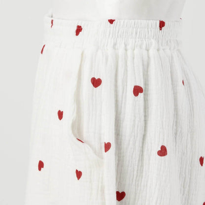 Women's Sweet Love Heart Print Ruffles 2-Piece Lounge Set - Buy Center