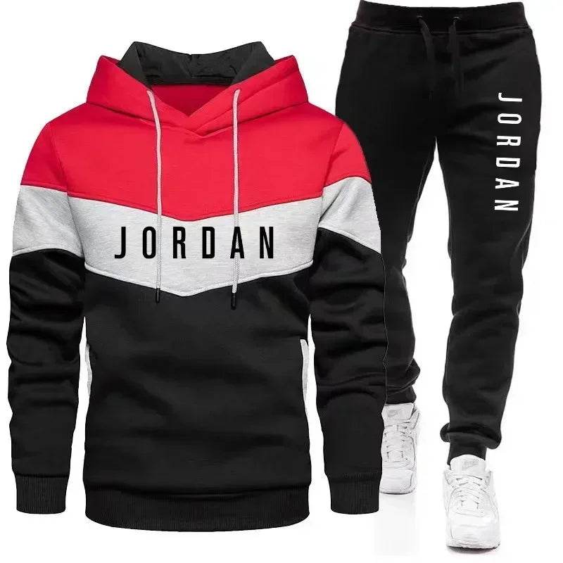 Men's Spliced Casual Hoodie & Pants Set - Spring Autumn Sports Suit - Buy Center