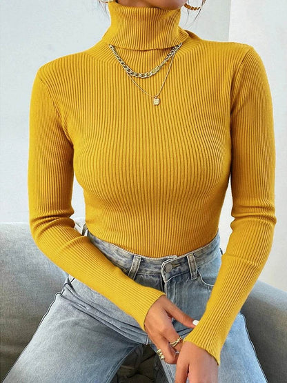 Women's Solid Knit Turtleneck Pullover - Casual Winter Sweater - Buy Center