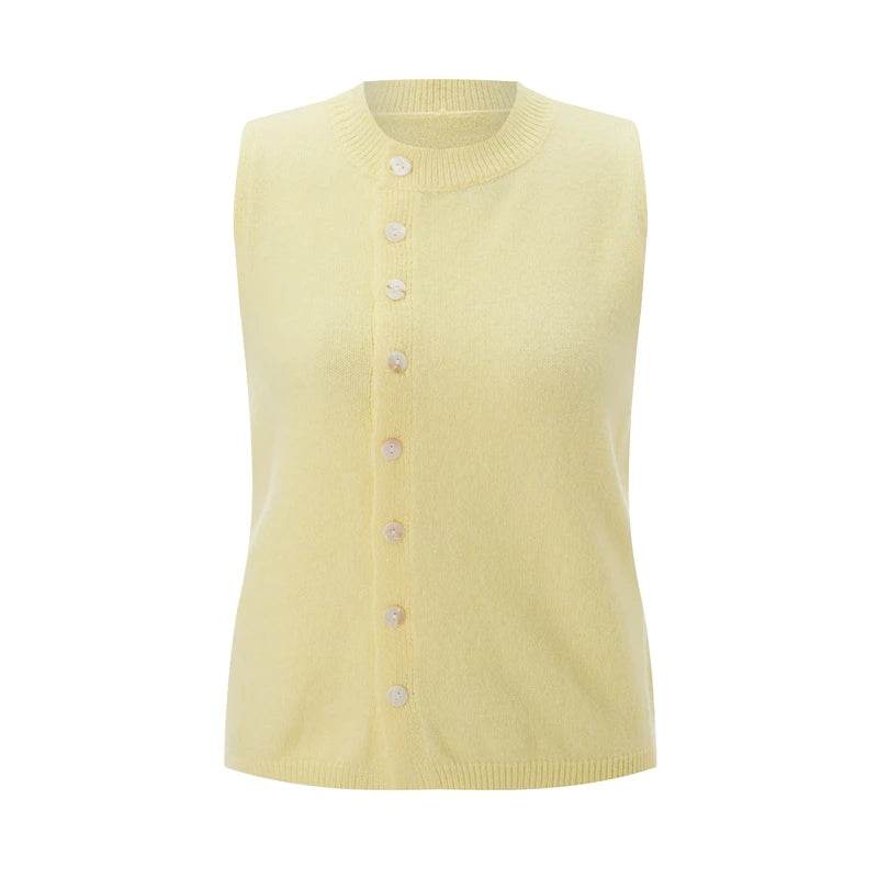 Maemukilabe Women's Elegant Crop Sweater Vest - Buttoned Cardigan - Buy Center