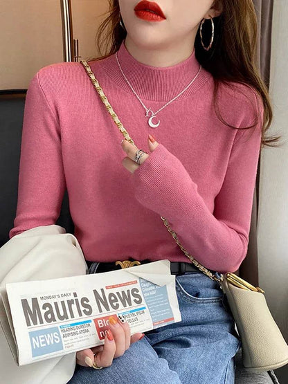 Women's Autumn Winter Turtleneck Sweater - Slim Fit Knitted Top - Buy Center