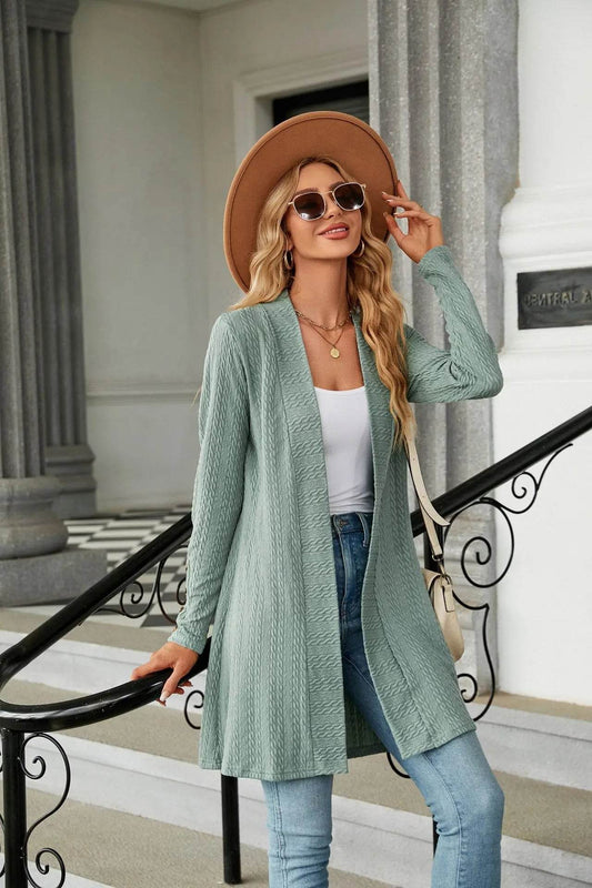 MsChuh Solid Color Long Sleeve Cardigan - Trendy Korean Knitwear - Buy Center