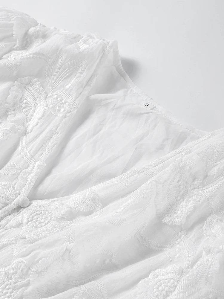 Elegant Lace Hollow Out Midi Dress - Women’s V-Neck Spring Style - Buy Center