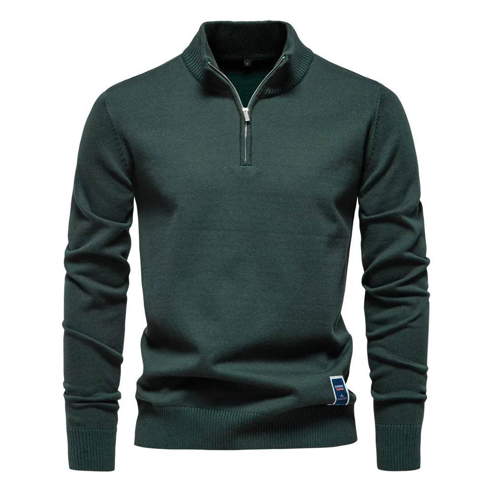 ZHANLINWU Men's Casual Pullover - Warm Half-Zip Solid Color Sweater - Buy Center