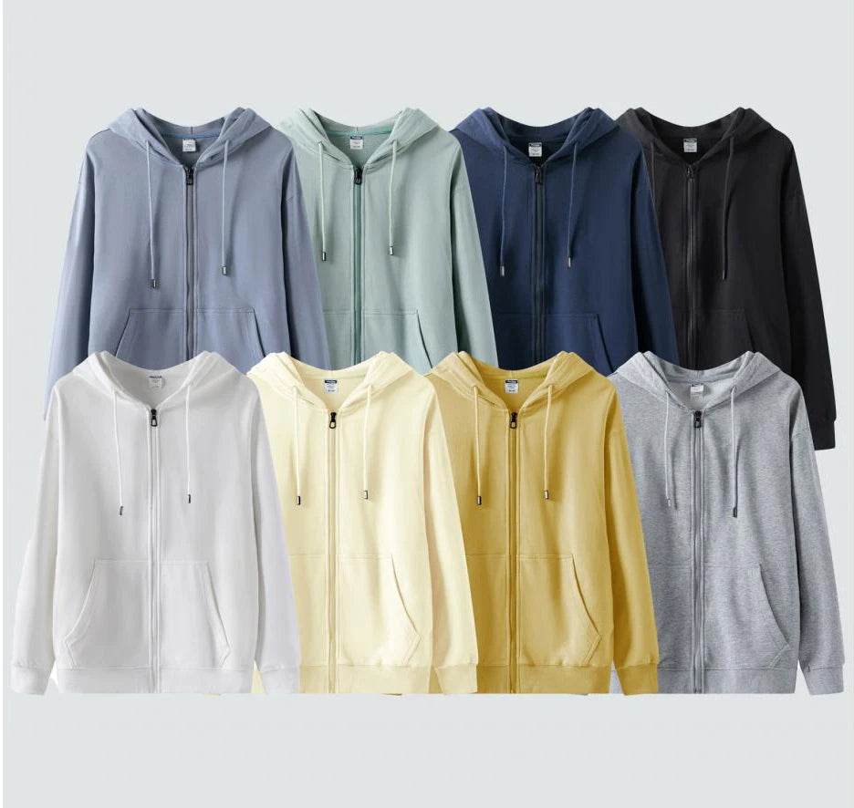 Casual Men’s Heavy Cotton Hoodies - Full Zipper, Thick Pullover for Autumn - Buy Center