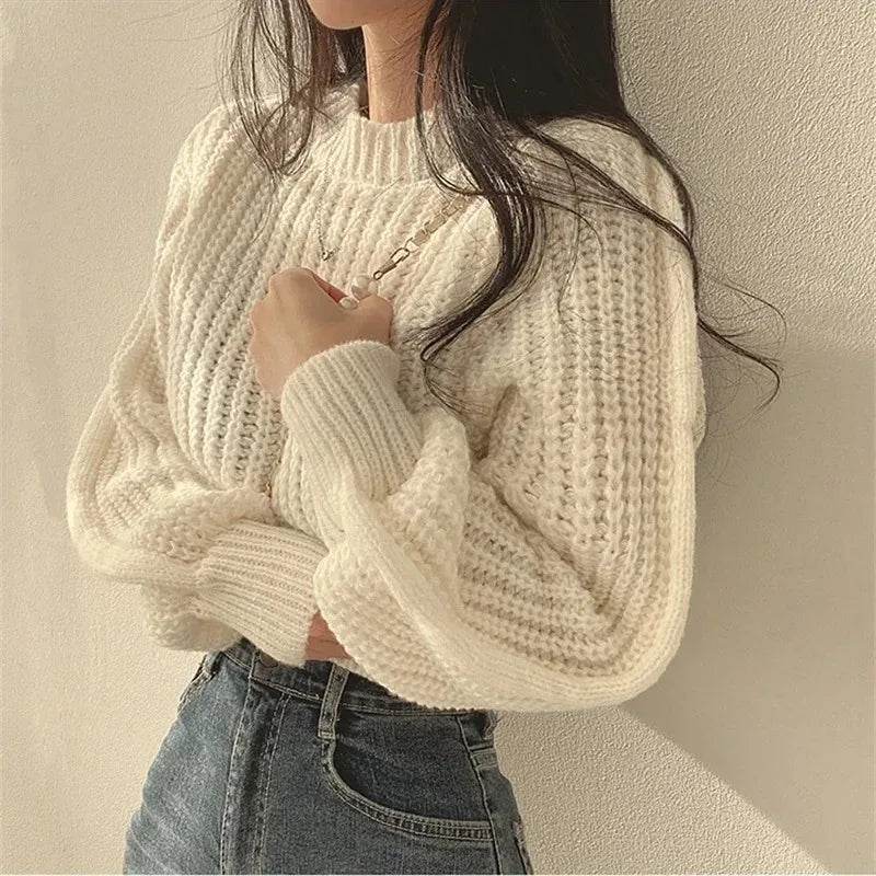 Chic Loose Vintage Harajuku Sweater - Soft Warm Knit Tops for Women - Buy Center
