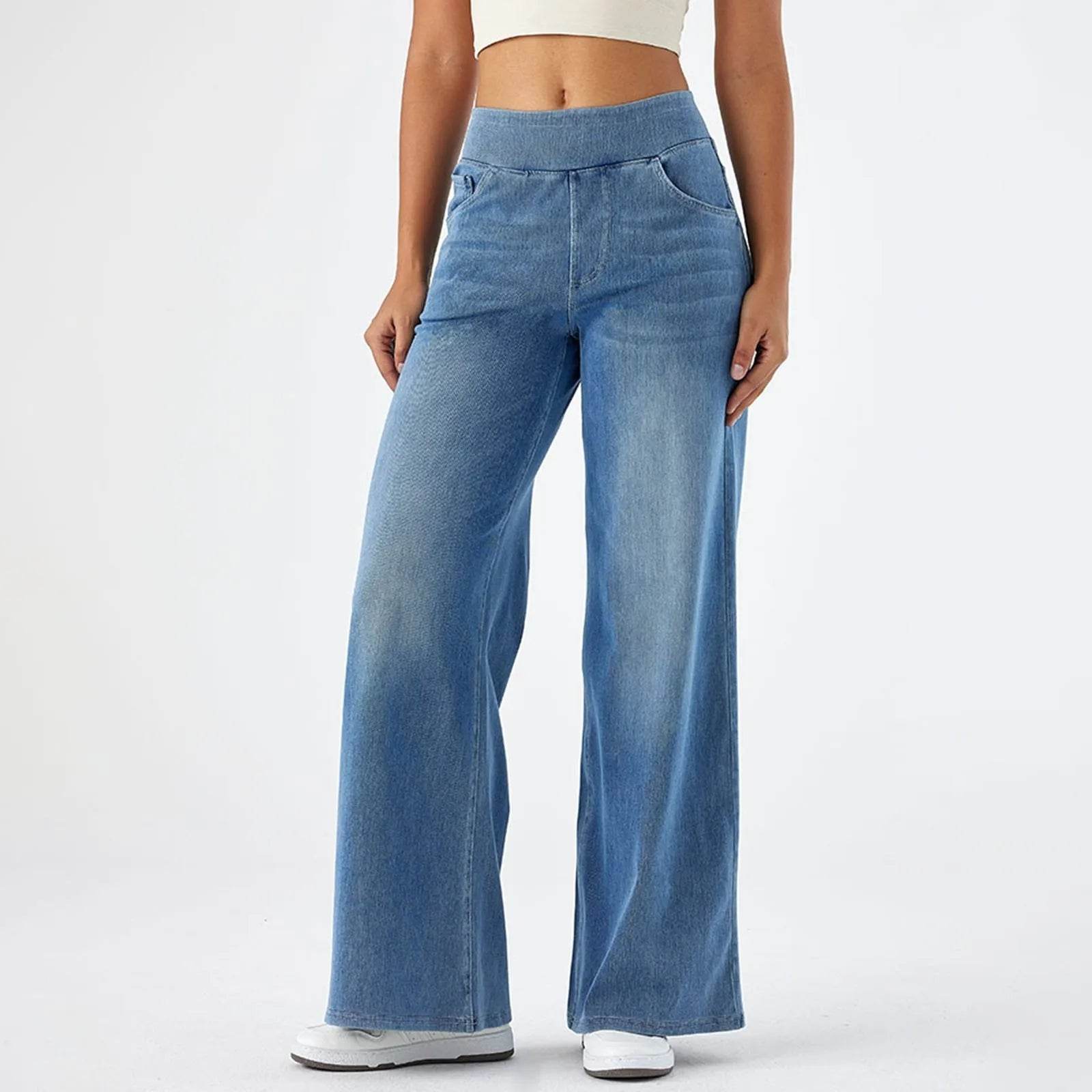 YOUYEDIAN Women’s High Waist Baggy Jeans - Retro Wide Leg Denim - Buy Center
