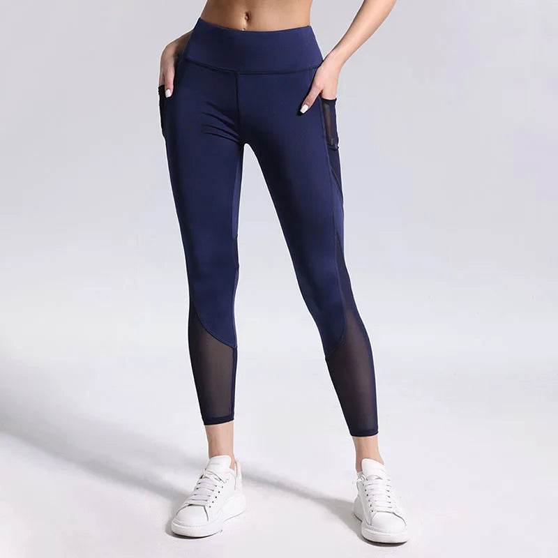 Women's High Waist Yoga Pants - Breathable Mesh Leggings for Fitness - Buy Center
