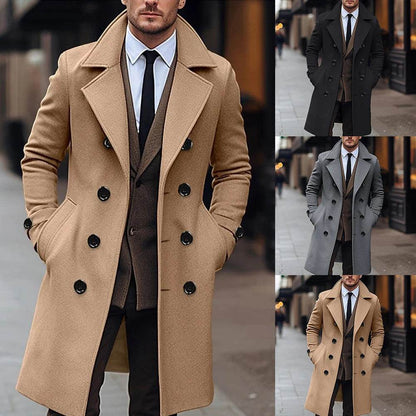 Men's Double Breasted Winter Trench Coat - Warm Business Overcoat - Buy Center
